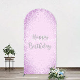 Aperturee - Simple Purple Sparkling Arch Happy Birthday Backdrop
